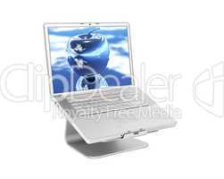 Laptop with blue apple