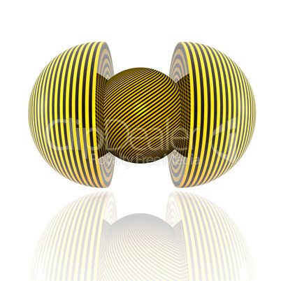 abstract ball with yellow stripes isolated on a white