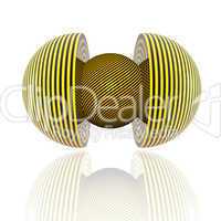 abstract ball with yellow stripes isolated on a white