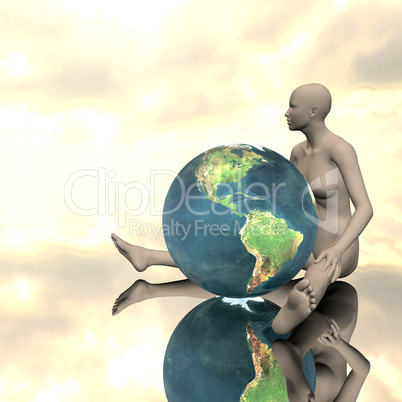 3D naked girl with earth