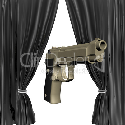 gun with black drapery