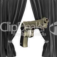 gun with black drapery