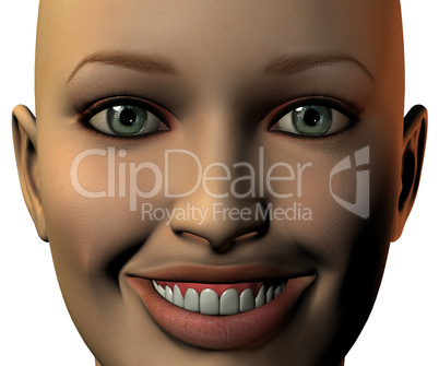 girl face in 3D with emotion