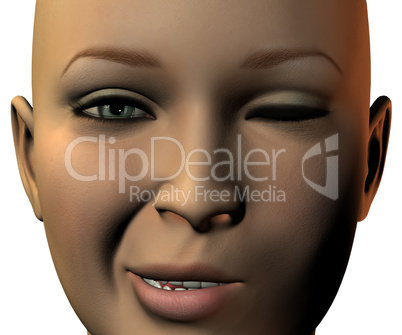 girl face in 3D with emotion