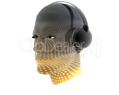 3D men textured face with headphone