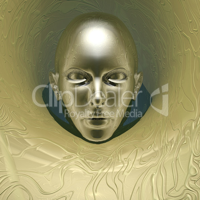cyber girl portrait isolated on a white