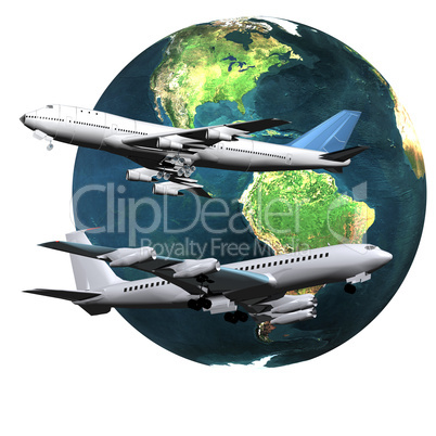 airliner with a globe