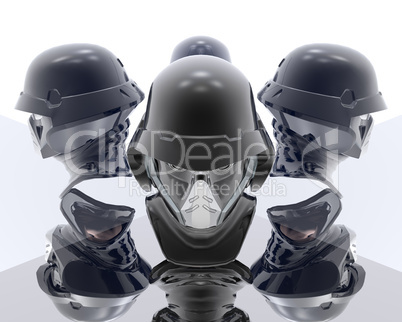 3d soldiers in a gas mask