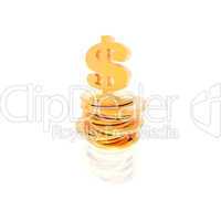 Golden coins isolated on a white
