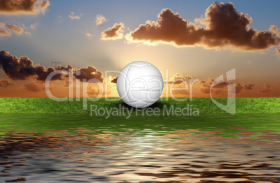 volley ball on the green grass with sky background