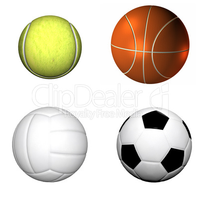 soccer ball , basketball, volleyball, tennis