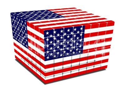 cube with gaps us flag textured