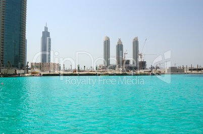 Artificial lake in Dubai downtown, UAE