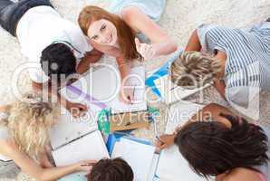 Group of Teenagers studying together