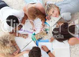 Group of Teenagers studying together