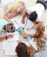 Teens doing homework together