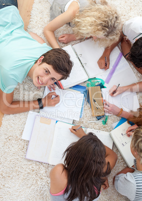 Group of Teenagers studying together