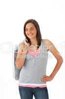 Smiling teen girl with shopping bags