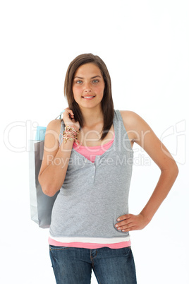 Beautiful teenager with shopping bags