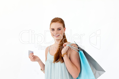 Beautiful teenager with shopping bags