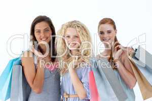 Beautiful teenagers with shopping bags
