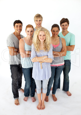 Confident teenagers standing in front of the camera