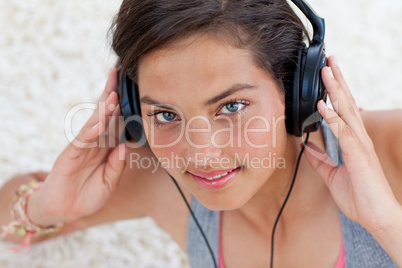 Teen girl listening to music