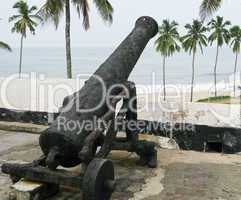 Rusty cannon on Elmina Fort in Ghana