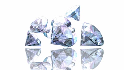 Diamonds falling on a white background HD1080