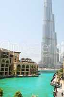 Burj Dubai skyscraper and traditional arabic style hotel, UAE