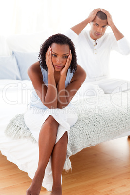 Upset couple after having an argument