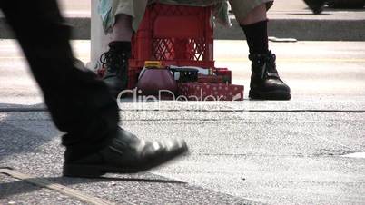 Homeless Man Peddling Items