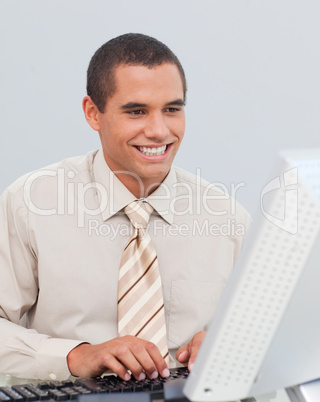 Businessman working with a computer in the office