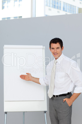 Attractive businessman giving a presentation