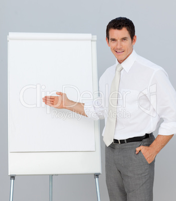Confident businessman giving a presentation