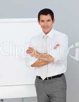Attractive businessman giving a presentation