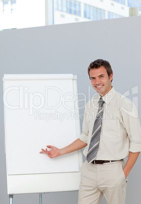 Attractive businessman giving a presentation