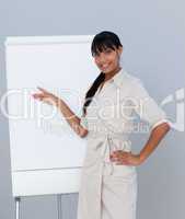 Afro-American businesswoman giving a presentation