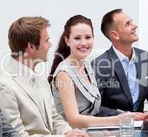 Beautiful businesswoman smiling in a meeting