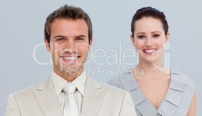 Portrait of a businessman with his female colleague