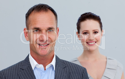 Portrait of a businessman with his female colleague