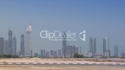 black jeep crossing dubai skyline