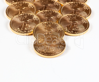 Receding stack of gold coins