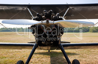 Propeller and engine of old biplane