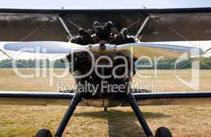 Propeller and engine of old biplane