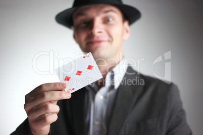 man with card