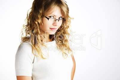 Young girl smiling with eyeglasses