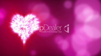 Rotating heart shape on blured background - Seamless loop