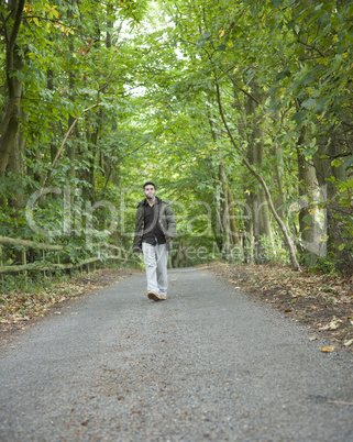 Man walking along a country lane