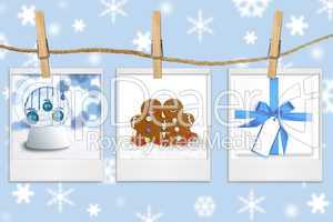 Seasonal Holiday Images Hanging From a Rope
